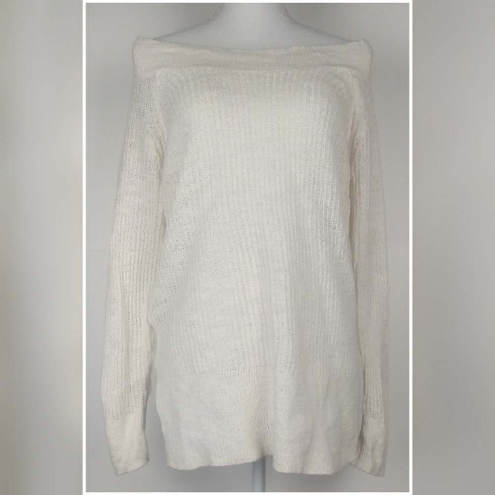 Lou & Grey off the shoulder knit cream top